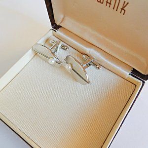 Vintage Designer Swank Pearl Cufflinks